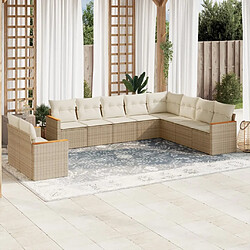 Maison Chic Salon de jardin avec coussins 10 pcs, Ensemble Tables et chaises de jardin, beige résine tressée -GKD951668