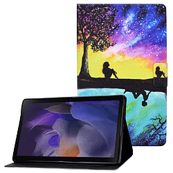 Etui en PU fermeture magnétique avec porte-cartes Fille sous l'arbre pour votre Samsung Galaxy Tab A8 (2021) SM-X200/SM-X205