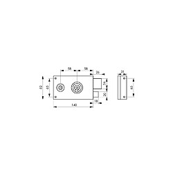 Serrure de grille horizontale 4 gorges 140x82 THIRARD Droite - Zingué bichro C6 - 002113