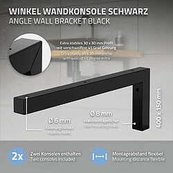 Avis ML-Design Set 2x Consoles Murales en Forme de L, 400x150x30 mm, Noir, Acier, Design Flottant Équerre, Supports d'Étagère en Angle pour Lavabo/Table pour Salle de Bain/Salon, Matériel de Montage Inclus