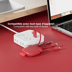 Acheter SANAG Câble Multi Connecteurs Usb - Hub Usb 4 En 1- Chargeur Universel Et Batterie Externe 3000 Mah En Plastique Recyclé - Octopus Gamma - Rouge