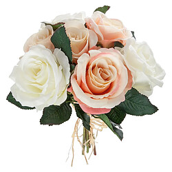 Atmosphera, Createur D'Interieur Bouquet de 7 Roses vieillies - H. 30 cm - Blanc et rose