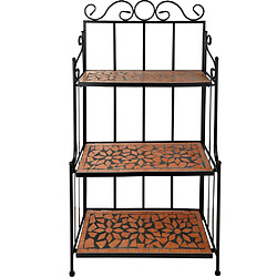 Helloshop26 Étagère pour plantes mosaïque 3 niveaux 114 cm marron terracotta 2208297