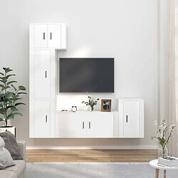 Maison Chic Ensemble de meubles TV 5 pcs pour salon - Blanc brillant Bois d'ingénierie -MN41383