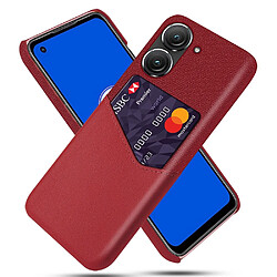 Coque en TPU + PU anti-chute avec porte-carte pour votre Asus Zenfone 9 5G - rouge