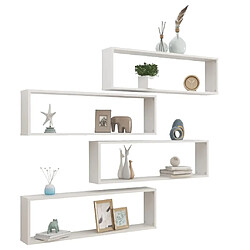 Avis Maison Chic Lot de 4 Étagères cube murales,Etagère de rangement flottantes Blanc brillant 100x15x30cm Aggloméré -MN48222