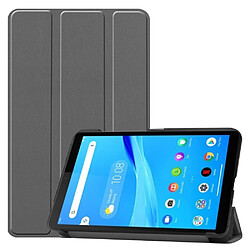 Etui en PU peau de litch avec support tri-pliure gris pour votre Lenovo Tab M7 TB-7305