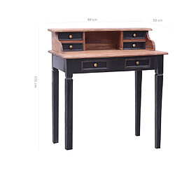 vidaXL Bureau d'écriture et tiroirs 90x50x101 cm bois massif d'acajou pas cher