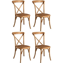 Aubry Gaspard Chaise bistro en hêtre empilable Lot de 4.