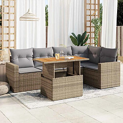 vidaXL Salon de jardin avec coussins 6 pcs beige résine tressée