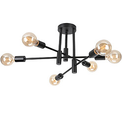 Stoex Lampe de Plafond en Métal Plafonnier Moderne 6 Lumières Noir Plafonniers D'Intérieur E27 Pour Salle de Bain Chambre Couloir Salon