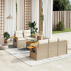 Maison Chic Salon de jardin avec coussins 6 pcs, Ensemble Tables et chaises de jardin, beige résine tressée -GKD169280