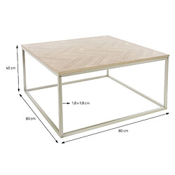 ML DESIGN MODERN LIVING Table basse d'appoint carrée 80x80x40 cm aspect chêne panneau particules laminé pas cher