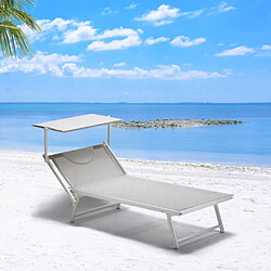 Beach And Garden Design 2 Bain de soleil Xxl professionnels chaises longue piscine transat aluminium Italia Extralarge, Couleur: Gris