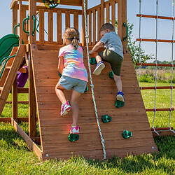 Backyard Discovery Grayson Peak Aire de jeux en bois | Aire de Jeux Extérieur avec balançoire toboggan bac de sable mur d'escalade | Balancoire Exterieur avec Toboggan, Portique Balancoire Exterieur pas cher