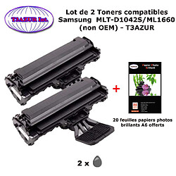 Pack 2 Toner générique MLT-D1042S pour imprimante Samsung ML 1660 1665 1670 1674 1675 1860 1865 1865W+20f A6 brillantes -T3AZUR