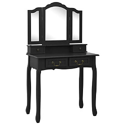 vidaXL Ensemble de coiffeuse avec tabouret Noir 80x69x141 cm Paulownia