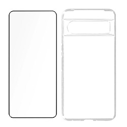 Avizar Coque pour Google Pixel 8 Pro Silicone Gel et Verre Trempé 9H Biseauté Noir