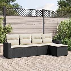 Maison Chic Salon de jardin 5 pcs avec coussins | Ensemble de Table et chaises | Mobilier d'Extérieur noir résine tressée -GKD80152