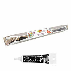 Scrapcooking Rouleau pâte à sucre blanche Ø 36 cm + Stylo glaçage noir