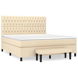 vidaXL Sommier à lattes de lit avec matelas Crème 180x200 cm Tissu