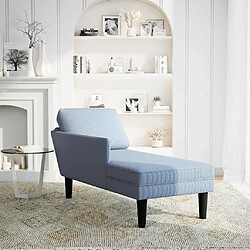 vidaXL Chaise longue avec coussin bleu tissu en velours côtelé