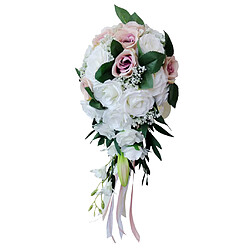 Avis Mariage Main Bouquet De Mariée Tenant Fleurs Artificielles Blanc + Rose