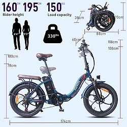 Avis Vélo électrique FAFREES F20 Pro Pliable Batterie 36V 18Ah Vitesse Max 25km/h Bleu