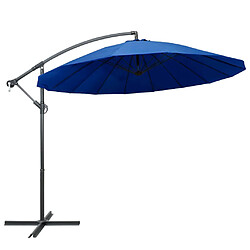 vidaXL Parasol suspendu avec poteau bleu 3 m