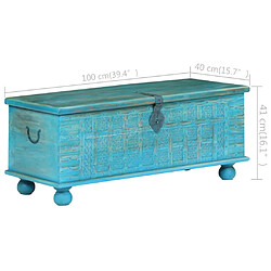 vidaXL Coffre de rangement Bois de manguier massif 100x40x41 cm Bleu pas cher