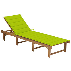 vidaXL Chaise longue pliable avec coussin Bois d'acacia solide