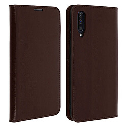 Avizar Étui Samsung Galaxy A50 Plus Housse Folio Cuir Support Vidéo Marron froncé