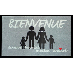 Tapis anti-poussière Bienvenue Famille en polyamide - Dim : 40 x 60 cm- PEGANE -