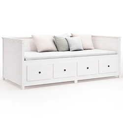 Maison Chic Lit de jour, Lit de repos pour Salon Chambre,Canapé-lit,Lit d'invité Blanc 90x190 cm Bois de pin massif -MN36015 pas cher