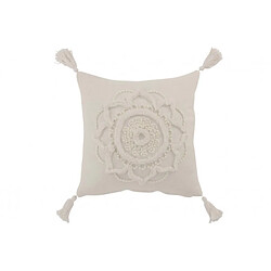 Dansmamaison Coussin Fleur + Floches Coton Blanc