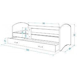 Avis Kids Literie Lit Enfant Happy 80x160 Blanc Livré avec sommiers, tiroir et matelas en mousse de 7cm