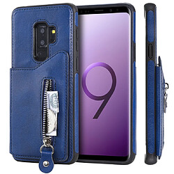 Wewoo Coque Pour Galaxy S9 Plus Etui de protection antichoc couleur solide à double boucle et fermeture à glissière bleu