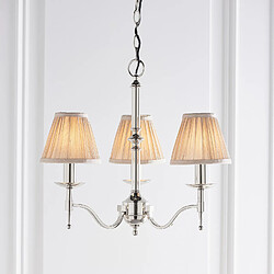 Interiors 1900 Suspension 3 ampoules Stanford, nickel, abat-jour beiges