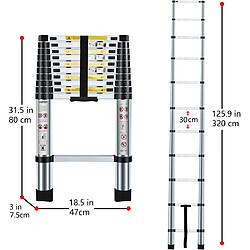 Échelle Télescopique 3.2M en Aluminium Échelle Pliable Multifonctionnelle pas cher