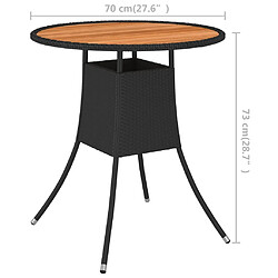 Acheter vidaXL Table à dîner de jardin Noir Ø 70 cm Résine tressée et acacia