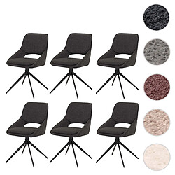 Mendler Lot de 6 chaises de salle à manger HWC-N73, chaise de cuisine, pivotante Auto-Return, tissu/textile Boucle (540g/m²) Oeko-Tex ~ gris foncé