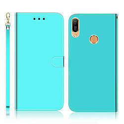 Wewoo Housse Coque Pour Huawei Y6 2019 Étui en cuir à rabat horizontal imitation surface miroir avec support et fentes cartes et portefeuille et lanière vert menthe