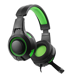 Chrono Casque de jeu stéréo EXP09 pour PS4, Xbox, tablette ou smartphone, casque antibruit avec micro perche et lumières LED(vert)