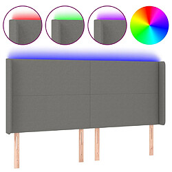 Maison Chic Tête de lit scandinave à LED,meuble de chambre Gris foncé 203x16x118/128 cm Tissu -MN72271