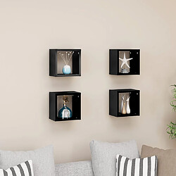 vidaXL Étagères cube murales 4 pcs noir brillant 22x15x22 cm