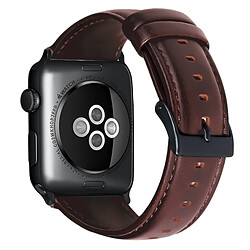 Wewoo Pour Apple Watch séries 5 et 4 40 mm / 3 et 2 et 1 38 mm huile bracelet en cuir cire véritable rouge brun