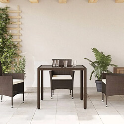 Avis Maison Chic Table de jardin | Table d'extérieur avec dessus en verre marron résine tressée -GKD50218