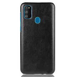 Wewoo Coque Rigide Pour Galaxy M30s antichoc Litchi PC + Etui PU Noir