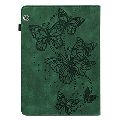 Etui en PU motif papillons avec porte-carte vert pour votre Huawei MediaPad T5 10.1