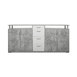 Avis Mes Buffet 2 portes 4 tiroirs 208x38,5x93,2 cm béton et blanc